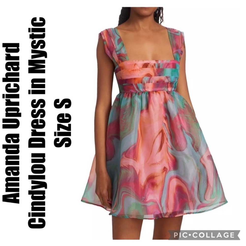 Amanda Uprichard CindyLou Mini Dress in Pink & Teal Swirl